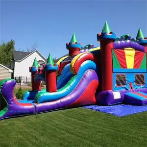 Trampoline Factory Wholesalers With Wet And Dry Trampoline With Slide Combination Inflatable Trampoline Moonwalk Jumping Castle