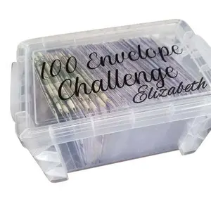 100 amplop hemat uang A5 anggaran Binder Organizer tantangan hemat buku perencana anggaran 100 amplop hemat kotak Tantangan