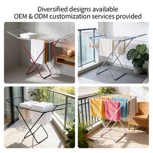 Séchoir à linge pliable à un seul niveau personnalisé, <span class=keywords><strong>grande</strong></span> taille, support métallique multifonctionnel pour vêtements et serviettes - Product Image 3