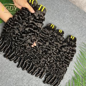 批发12A天然印度人发束角质层对齐弹力螺旋卷曲生供体缅甸卷发纬纱延伸 - Product Image 2