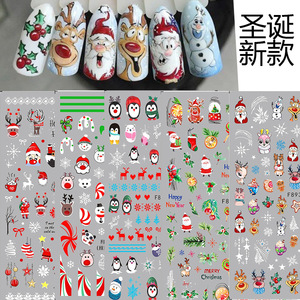 TSZS <span class=keywords><strong>2023</strong></span> <span class=keywords><strong>hiver</strong></span> noël autocollants fournitures ongles 3D noël flocon de neige ongles décalcomanie couleur rouge ongles autocollants noël - Product Image 2