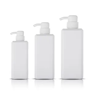 Plástico PET 240ML 400ML 600ML quadrado embalagem cosmética conjunto plástico shampoo garrafas