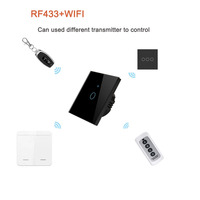 Interrupteur mural intelligent Tuya WiFi tactile en verre trempé 1/2/3/4 gang, télécommande Smartlife, compatible avec Alice, Google Home, Alexa
