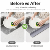 Protection anti-éclaboussures pour évier de cuisine et salle de bain, en silicone en forme de L, avec drain et picots antidérapants