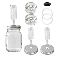 Vente en gros de bocal en verre Mason à large ouverture, kit de fermentation en métal sans BPA, couvercle de sas