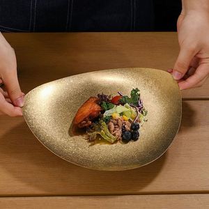 Plateau de préparation vintage en acier inoxydable 304, assiette de cuisine occidentale créative de forme irrégulière, gâteau à la mode Steak Dessert - Product Image 3