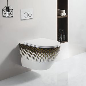 WC suspendu monobloc en céramique, style européen moderne, avec réservoir dissimulé texturé bronze, siphon en P et <span class=keywords><strong>chasse</strong></span> <span class=keywords><strong>d</strong></span>'<span class=keywords><strong>eau</strong></span> par gravité, pour maison et hôtel - Product Image 4