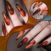 XEIJAYI Nouvelle Collection Gel Ongles Série Ambre Longue Durée Transparent Glacé Marron Caramel Style Français 15ml pour Salon de Manucure