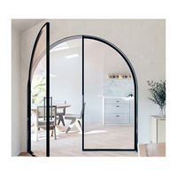 Puerta de Vidrio Doble Arqueada para Interiores, Puerta de Vidrio Grande de una Sola Pieza con Arco en la Parte Superior, Puertas de Vidrio Templado Doble para Casas