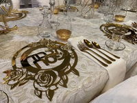 Sous-plat moderne en acrylique miroir découpé au laser pour la décoration de table de mariage ou d'anniversaire, assiette de présentation, sous-plat de mariage et coussinets