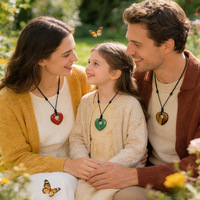Collier réglable en corde tressée à la main de 40 mm, avec pendentif cœur en améthyste douce, œil de tigre et pierre rose, pour la famille