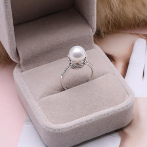 แหวนเงินแท้ S925 แบบเปิด ประดับมงกุฎเล็ก สำหรับใส่ไข่มุก 7.5-8.5 มม. สไตล์ยุโรป-อเมริกัน สำหรับผู้หญิง - Product Image 4