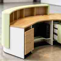 Comptoir de réception moderne en marbre, comptoir d'accueil personnalisé pour bureau, table de réception de luxe pour hall d'hôtel, bureau et espaces commerciaux
