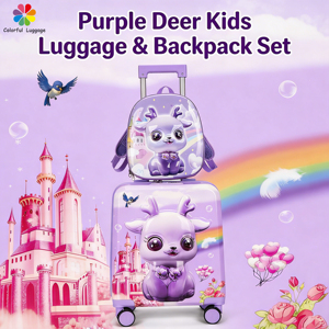 <span class=keywords><strong>Maleta</strong></span> de Viaje Infantil con Diseño de Ciervo Rosa - <span class=keywords><strong>Maleta</strong></span> Rígida de Dibujos Animados con Ruedas Suaves para Viajes de Niños - Product Image 5