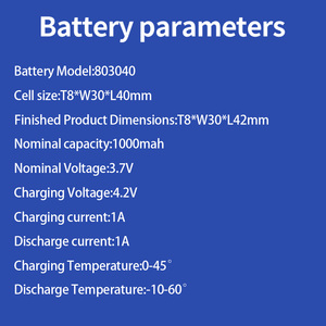 Batterie au lithium-polymère personnalisée de haute qualité 803040 3,7 V 1000 mAh, haute densité énergétique - Product Image 3