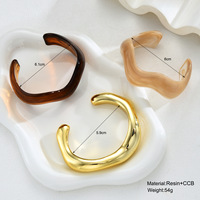 Bracelet manchette minimaliste irrégulier en acrylique pour femme, jonc ouvert en résine, bijou tendance