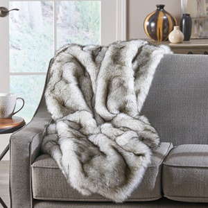 Vtt en fausse fourrure <span class=keywords><strong>de</strong></span> renard teinte <span class=keywords><strong>noir</strong></span>, luxe, cirée, pointe cirée, pour canapé - Product Image 1
