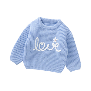 Mimixiong Top vente ropa de bebes vêtements doux pour nouveau-né bébé filles garçons à la main amour broderie à manches longues pull en tricot - Product Image 4