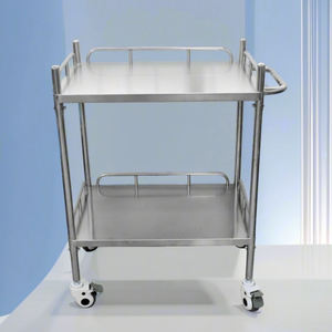 Meubles hospitaliers Table à roulettes MY-R052A-B1 Instrument de table en acier inoxydable <span class=keywords><strong>2</strong></span> <span class=keywords><strong>plateaux</strong></span> pour clinique - Product Image 5