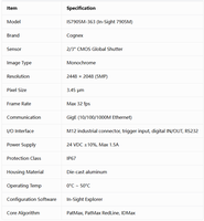 Kamera Cerdas Mono Cognex IS7905M-363 In-Sight 7905M 5 Megapiksel 2/3" CMOS Global Shutter Gigabit Ethernet