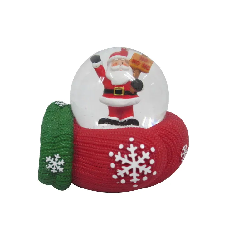 Günstige Großhandel Custom harz weihnachten ornamente Mode 65mm Weihnachten Wasser Globus Kristall Ball