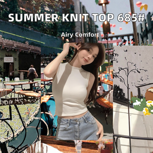Top Corto de Punto para Mujer, Estilo Casual, Corte Ajustado, 685 #   Top Corto sin Mangas de Verano, Moderno y con Estilo Nuevo - Product Image 2