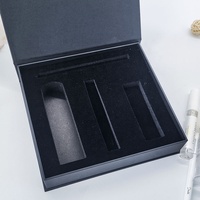Boîtes cadeaux rigides magnétiques noires personnalisées avec insert en mousse EVA sur mesure pour l'emballage de sérum de soin de la peau et de coffrets beauté
