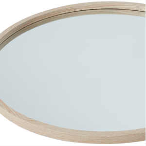 Wholesale Art Deco <strong>Oak</strong> Look Large Wood Frame <strong>Round</strong> Glass Wall <strong>Mirror</strong> 80cm 90cm - Product Image 3