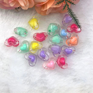 <b>Candy</b> Beads Double Heart Acrylic Beads 13x17mm For DIY Jewelry Making Childrens Bracelet <b>Necklace</b> Craft Supplies - Product Image 1