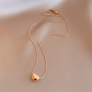 Collar de Cadena de Eslabones de Acero Inoxidable Chapado en Oro con Colgante en Forma de Corazón para Mujer, Popular para Bodas, Fiestas, Regalos de Compromiso - Product Image 6