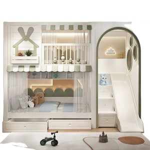 Đa chức năng rắn gỗ cha-con giường tầng với khung kim loại trượt & Lưu trữ tủ quần áo cho home & trường phòng ngủ sử dụng - Product Image 4