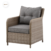 BHR Classic European Style Braun PE Rattan Outdoor Sofa Aluminium rahmen Hoch dichte Schwamm kissen Innenhof Terrasse