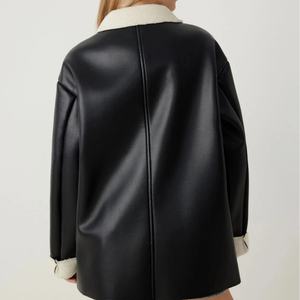 Chaqueta de Cuero PU para Mujer, Diseño OEM, Otoño 2025, Nueva Moda, Casual, Manga Larga, Cuello Solapa, Versátil - Product Image 2