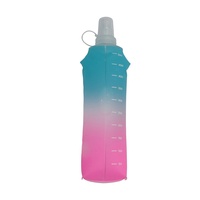 Bouteille d'eau de sport pliable souple et colorée, sans BPA, de qualité alimentaire, dégradée, 250 ml, pour course à pied en extérieur et marathon