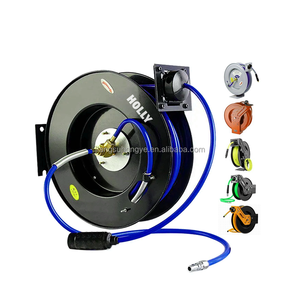 <strong>Auto</strong> Rewind Air <strong>Hose</strong> Reel Water <strong>Hose</strong> Reel 1/2 Inch X 50' PVC <strong>Rubber</strong> <strong>Hose</strong> 300PSI Steel Body Adjustable Arm Wall Mountable Pipe - Product Image 1