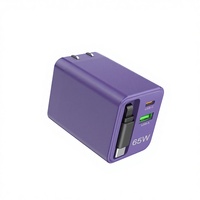 TKT 65W violet GaN chargeur personnalisable multi-ports chargeur rapide câble de données rétractable USB chargeur mural couleur personnalisable 100W