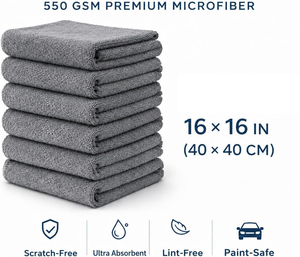 Serviette de lavage auto en microfibre 40x40cm avec logo personnalisé, 1400gsm, séchage rapide, sans ourlet, boucles torsadées, pour l'entretien automobile - Product Image 2