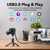 CS 2.8-12mm Lens CS 5-50mm 3.6-10mm eğitim ve eğitim için opsiyonel 13MP Ultra HD 4X optik manuel Zoom USB kamera