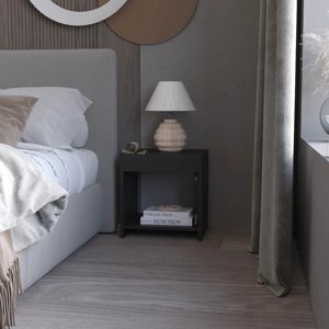 Wenge Nightstand With <b>Open</b> <b>Storage</b> For Bedroom Use - Product Image 1