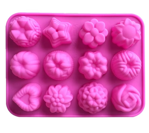 Molde de silicona para hornear para pastel, Chocolate, gelatina, pudín, postres, moldes de 12 agujeros con forma de corazón de flor - Product Image 2