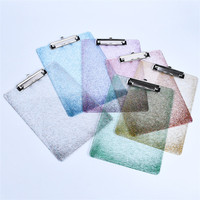 Portapapeles de plástico A4 con purpurina, carpeta de papel bonita, tableros de Clip de perfil bajo, portapapeles para escribir, material escolar y de oficina