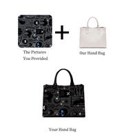 Sac à main gothique personnalisé avec logo, petit MOQ 50 pièces, motif sorcellerie tendance, sac fourre-tout de luxe noir à bandoulière pour marques en ligne
