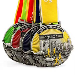 Créez votre propre médaille sportive personnalisée en alliage de zinc plaqué or, émail souple 3D, 10 cm, avec ruban et cordon, design personnalisé pour souvenir - Product Image 2