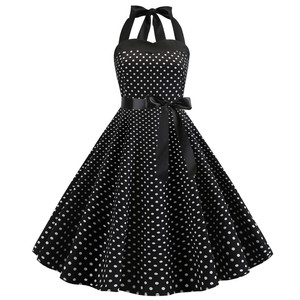 Vestido de Verano con Estampado de Lunares para <span class=keywords><strong>Mujer</strong></span>, Sexy, Retro, Blanco, Halter, Vintage, Talla Grande, Estilo Pin-up, <span class=keywords><strong>Rockabilly</strong></span>, para Fiesta - Product Image 2
