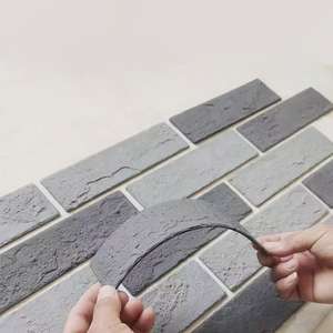 Tuiles murales 3D autocollantes en pierre flexible Mcm, imitation <span class=keywords><strong>brique</strong></span> fendue, culture douce, argile modifiée, <span class=keywords><strong>à</strong></span> peler et <span class=keywords><strong>à</strong></span> <span class=keywords><strong>coller</strong></span> - Product Image 5