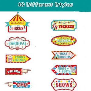 Welcome Sign Carnival Directional Signs Decor for <b>Birthday</b> Showman Themed Party <b>Decoration</b> Supplies - Product Image 3
