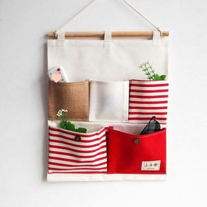 Sac de rangement suspendu sur la porte avec 3 poches, en toile, organisateur mural - Product Image 1