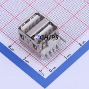 907-211A1019D10200 <b>USB</b> Connector Bent Lead Through Hole Connector Type-<b>A</b> <b>USB</b> <b>2.0</b> Female Right Angle Insert - Product Image 1