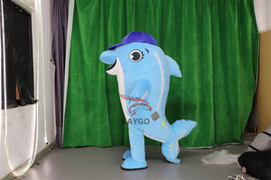 Costume de mascotte de <span class=keywords><strong>dauphin</strong></span> d'anime de mer pour adultes 2m 2.6m Costume de mascotte de pingouin de <span class=keywords><strong>dauphin</strong></span> bleu gonflable vêtements pour annoncer - Product Image 2