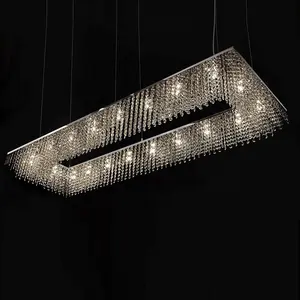 Lampade moderne Decorative soggiorno Hotel soffitto rettangolo cristallo di lusso Led lampade a sospensione lampadario